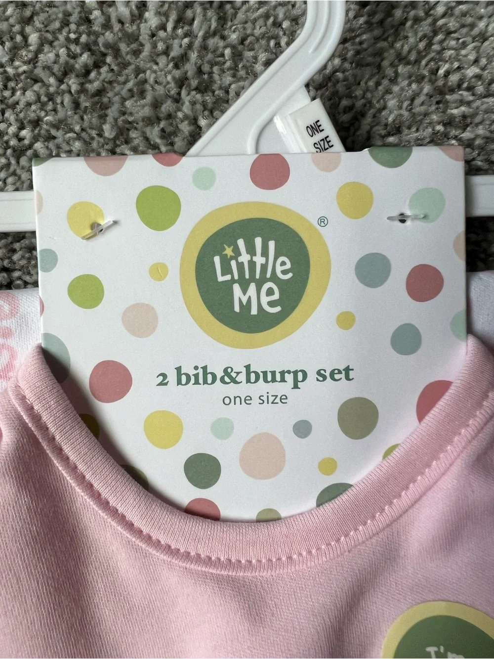 Little Me Pink Minky Swaddle Blanket with Matching Bib Set